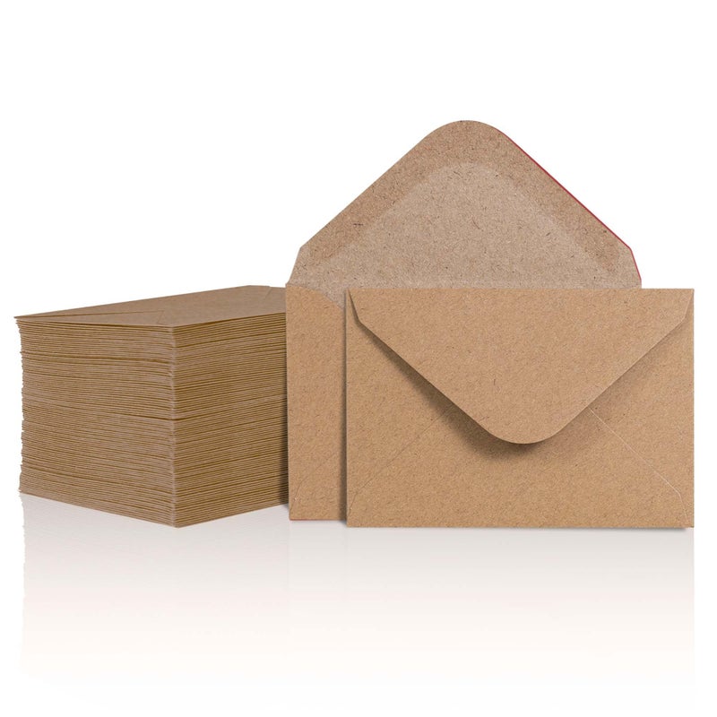MATICAN Mini Kraft Brown Envelopes - 100 Count, 4 x 2.7 Inches, Perfect for Gift Cards, Weddings, Business, Birthdays - Image 1